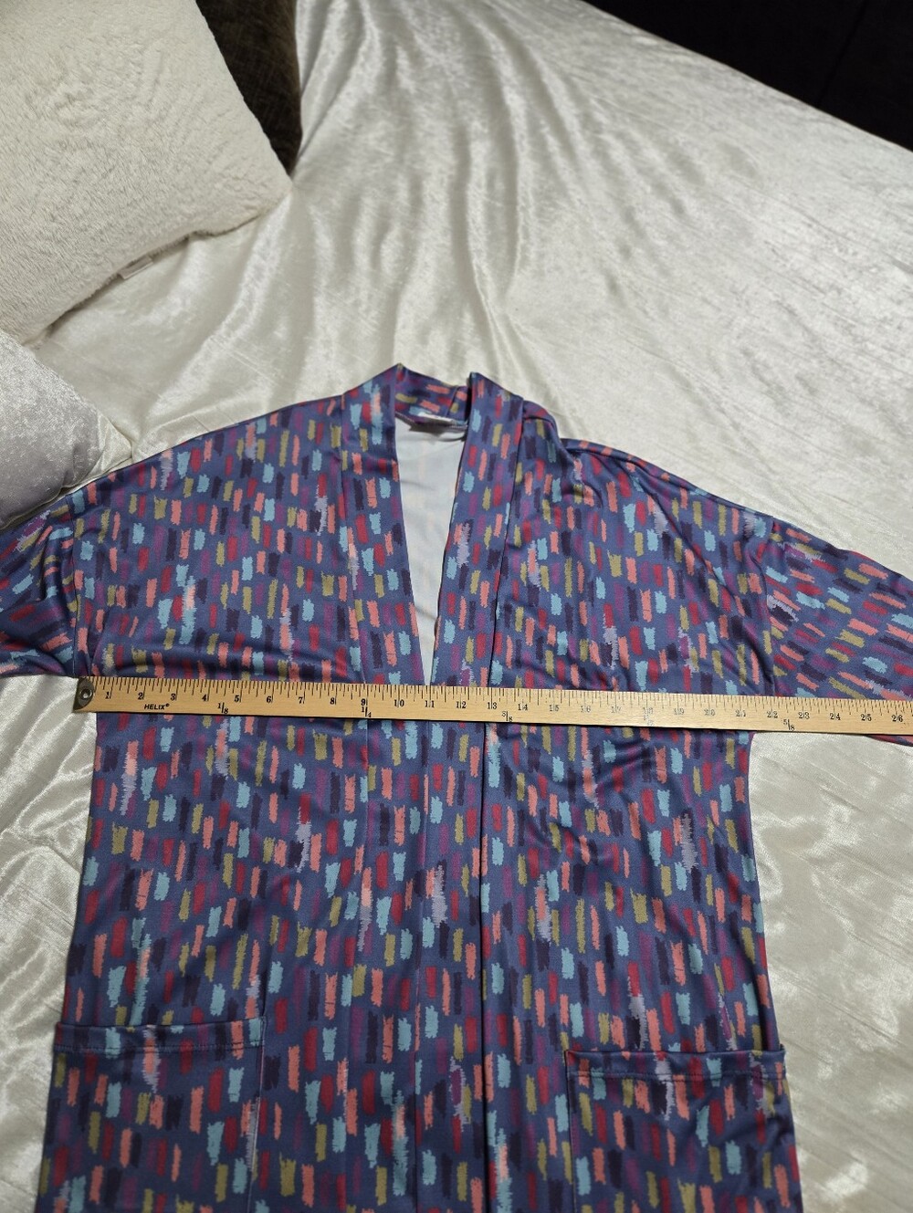 Long Open Duster Cardigan in Multicolor Geometric Print NWOT size Xl - Picture 6 of 8